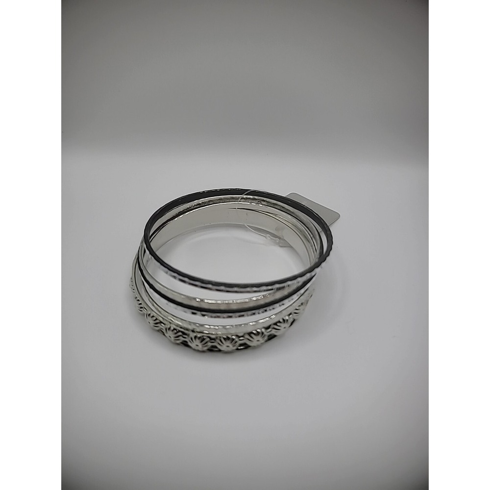 New Rainbow Jewelry Silver Tone Bangle Bracelets Lot of 5 Jewelry Costume